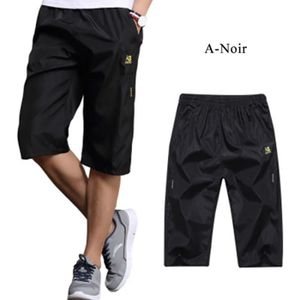 PANTACOURT Pantacourt homme poches à glissière casual  de plage mince taille moyenne shorts hommes de jogging sport coupe droite de,Noir2