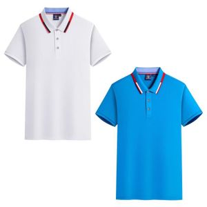 POLO Lot de 2 Polo Homme Ete Manches Courtes T-Shirt Elegant Couleur Unie Casual Top Respirant Tissu Confortable - Blanc/bleu
