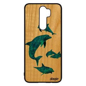 COQUE - BUMPER Coque dauphin Redmi Note 8 pro bois silicone anima