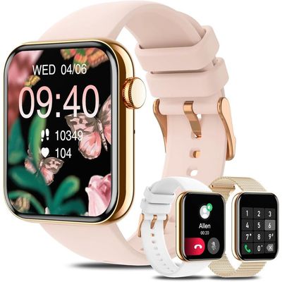 Montre Connectée CASCHO 1.85" - 115 Modes Sport, Bluetooth, étanche IP68, Autonomie 30 Jours (rose Pâle)