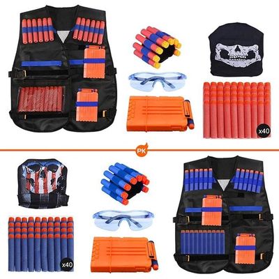 KIT Gilet tactique PR Nerf N-Strike pistolet + 2 Clips de 6 place + 40  balles EVA + bracelet + foulard + lunettes de protection - Cdiscount Jeux -  Jouets