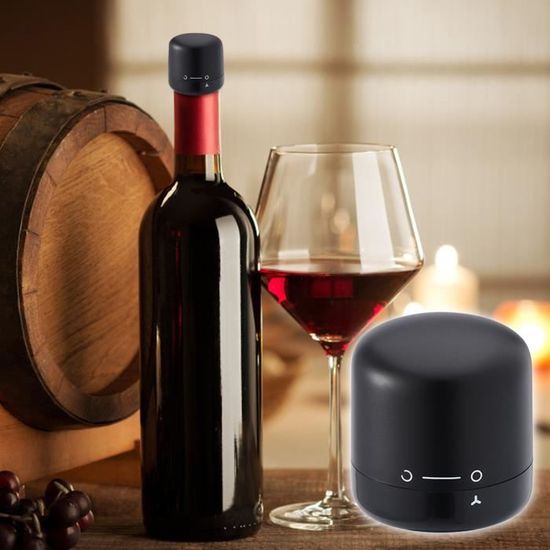 Bouchon Vin Sous Vide Réutilisable - Avec Indicateur Date - Conservation Jusqu'à 7 Jours - Acier Inoxydable - Portable