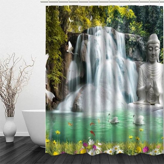 Rideau De Douche Transparent, 180x180cm 3D Rideau Douche Salle De Bain PEVA Anti-moisissure Antibactérien Imperméable Lavable Avec - Maison