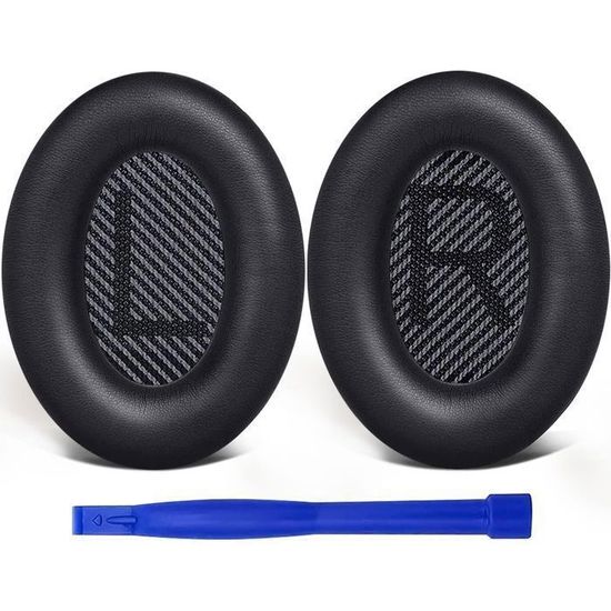 Coussinets De Remplacement Pour Casque Bose Quiet Comfort 3 (QC3) – Noir, Cuir Protéiné – Kit Avec Clips Et Vis - 2