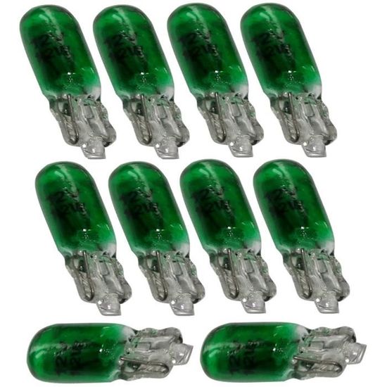 D-Lumina 10 Lampadine LED T5 12V W1.2W - 1 SMD 5050, Colore Verde, Per Cruscotto Auto E Moto E Luci Abitacolo