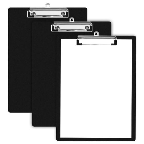 Uquelic Porte Bloc A4 Avec Pince - Lot de 4 - Planchettes à Pince, Porte Document Avec Clip à Profil Bas | Pour Bureau, Salle de Classe, Restaurant ( Beige