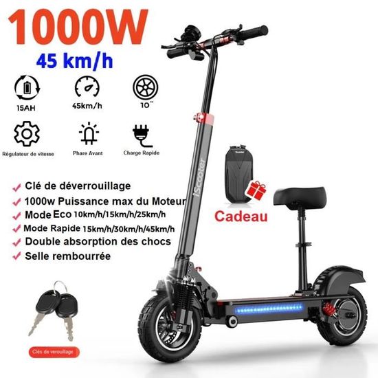 Électrique iX5 Pliable Scooter Adulte avec Siege 1000W 45Km/h 48V Écran LED Pneu 10