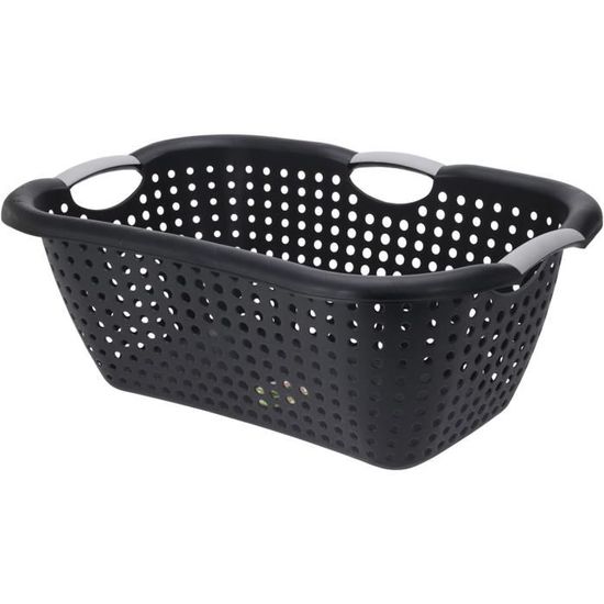 Lesbye 4 Bols Linge Plastique Rectangulaire Noir 44.5x33.5x12cm - Multifonctions