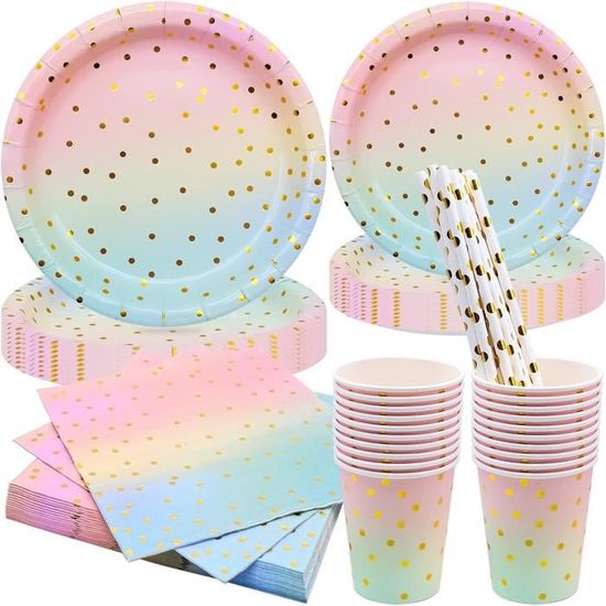 41 Pièces Vaisselle Jetable Anniversaire Licorne - Assiettes, Serviettes Et Nappe Pour Fête Fille, Noël Et Événements Magiques