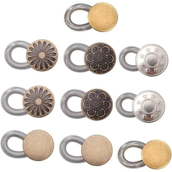 Lot De 10 Extenseurs De Bouton De Pantalon En Silicone - Bleu - Diamètre Ajustable 3.5 à 5.5 Cm