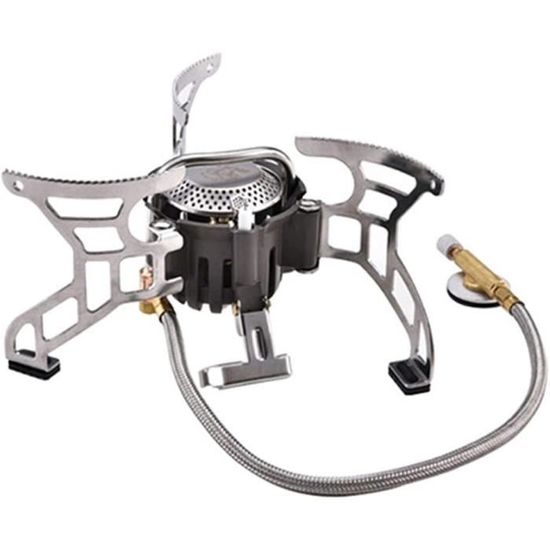 Ré Réchaud De Camping Gaz 3500W - 3 Flammes, Allumage Piezo, Portable, Idéal Randonnée Et Plein Air