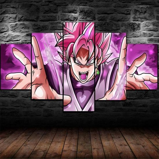 5 peintures sur toile-Anime Dragon Ball Goku Saiyan-impression HD-décoration murale-décoration de la maison-avec cadre-100x50cm[636]