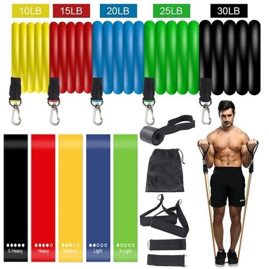 Bande élastique Fitness Lot De 5 Bandes De Résistance Zuvo - 5 Niveaux - Fitness Maison - Douces Pour La Peau - Homme Et Femme équipement Sport Maison élastiques