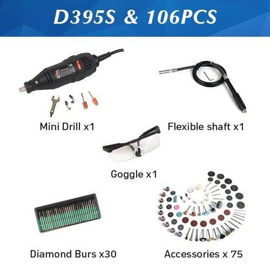 Mini Perceuse/outil Rotatif 130W Style Dremel - Coffret 162 Pièces Pour Bricolage Et Bijouterie