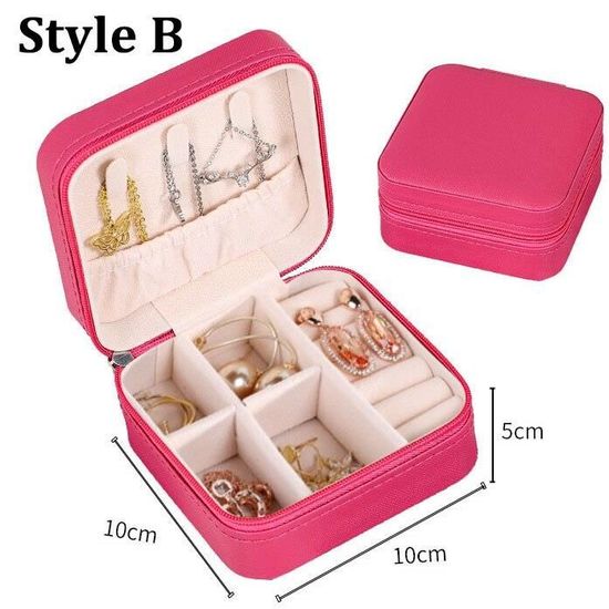 Coffret Bijoux Portable Cadeau Femme Boîte à Bijoux Voyage Avec Miroir - Coffret Organisateur Lettre Initiale | Cadeau Femme Anniversaire Mariage Coffret Bijoux Cuir PU