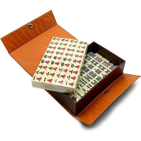 Mini Jeu De Mahjong Traditionnel Chinois - 144 Pièces En Résine + 2 Dés, Portable Et Idéal Pour Jouer En Famille Ou Entre Amis - 6