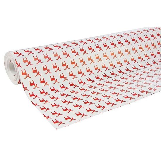 Gros rouleau papier cadeau 50m ALLIANCE rouge avec motifs sapin