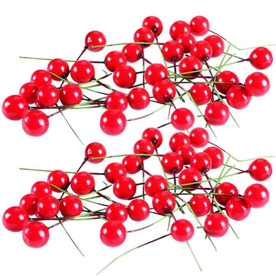 150pcs fruits rouges fleur Houx baies artificielle auswählen décoration à Noël bricolage  FLEUR-PLANTE ARTIFICIELLE - FLEUR SECHEE