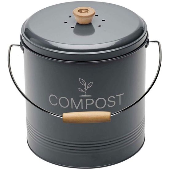 Composteur de cuisine en métal avec filtre et seau en platique (8 litres