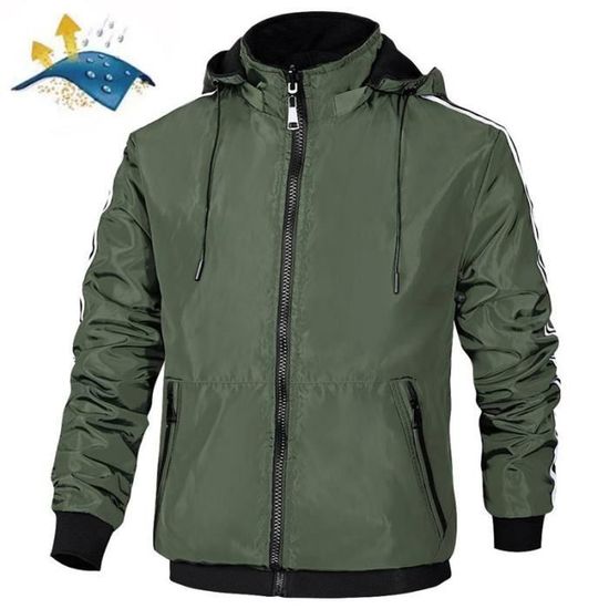 Veste Huk Homme Imperméable Coupe-Vent à Capuche - Camouflage Gris - Taille XL - Neuf