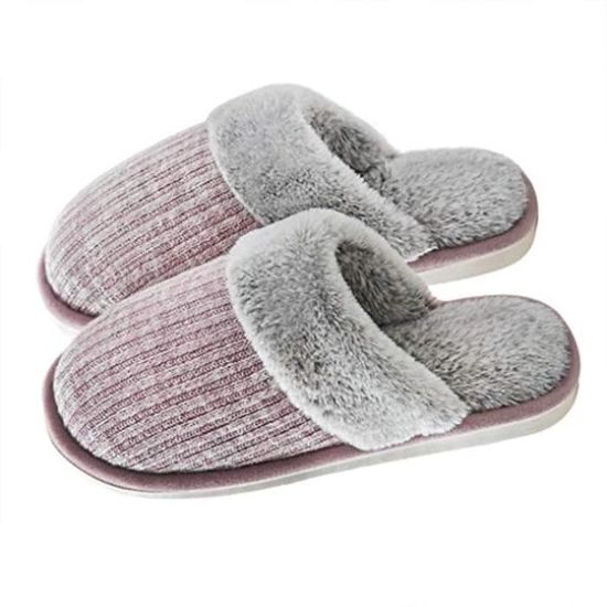 Longbay Chaussons Chauds En Tricot Chenille Pour Femme - Mousse à