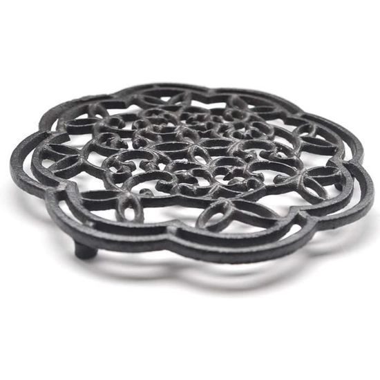 Lot De 2 Dessous De Plat Ronds En Coton - Motif Chat Noir - Isolation Thermique - 17.8 & 22.9 Cm