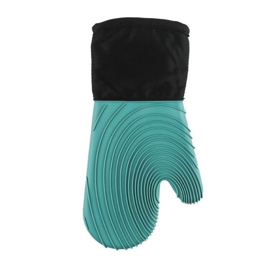 Gants De Cuisine En Silicone Résistant à 260°C - Longueur 35 Cm - Doublure Coton - Antidérapants - Vert - Sans BPA - 2