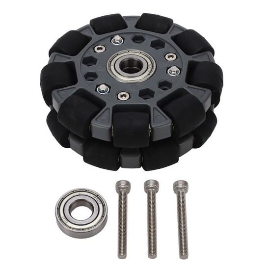 Roue Omnidirectionnelle 100mm Pour Voiture RC Et Robots - Double Rangée Caoutchouc/Nylon - Charge 20kg