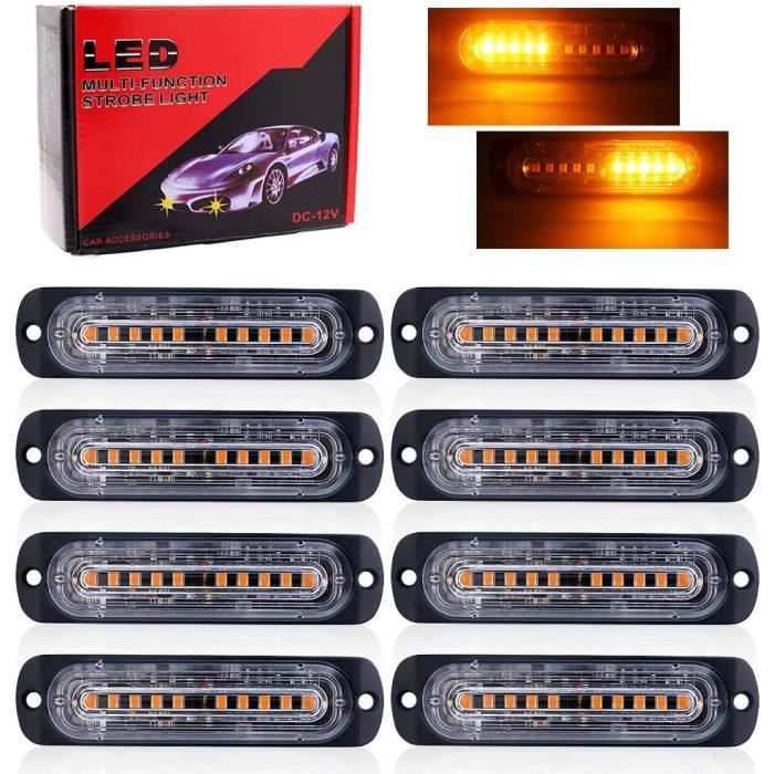 8 x 12 LED Feux Stroboscopique 12V 24V Voyant Lumineux Stroboscopique D