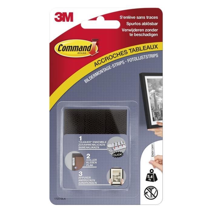 3M COMMAND Languettes de fixation - Moyen modèle - Noir