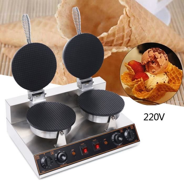 220V 1200W Machine électrique antiadhésive de gaufrier de cône de crème glacée