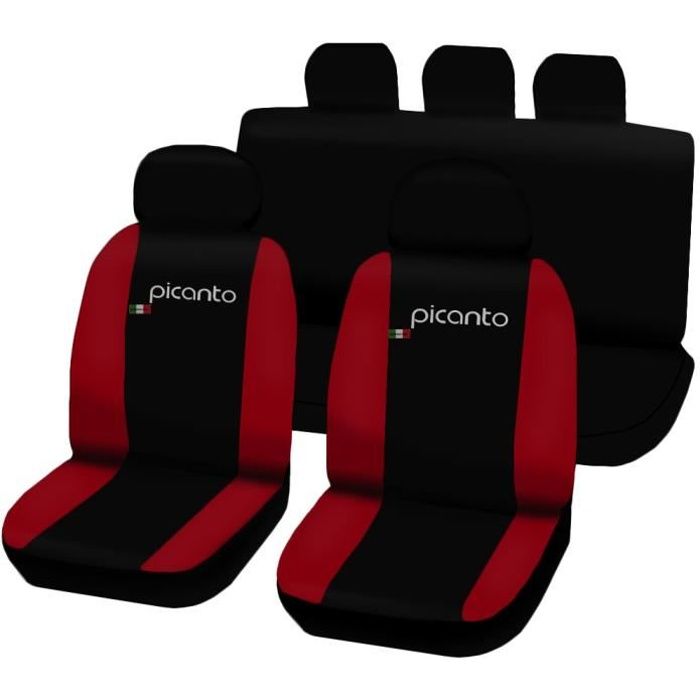 Housses de siège deux-colorés pour Kia Picanto - noir rouge