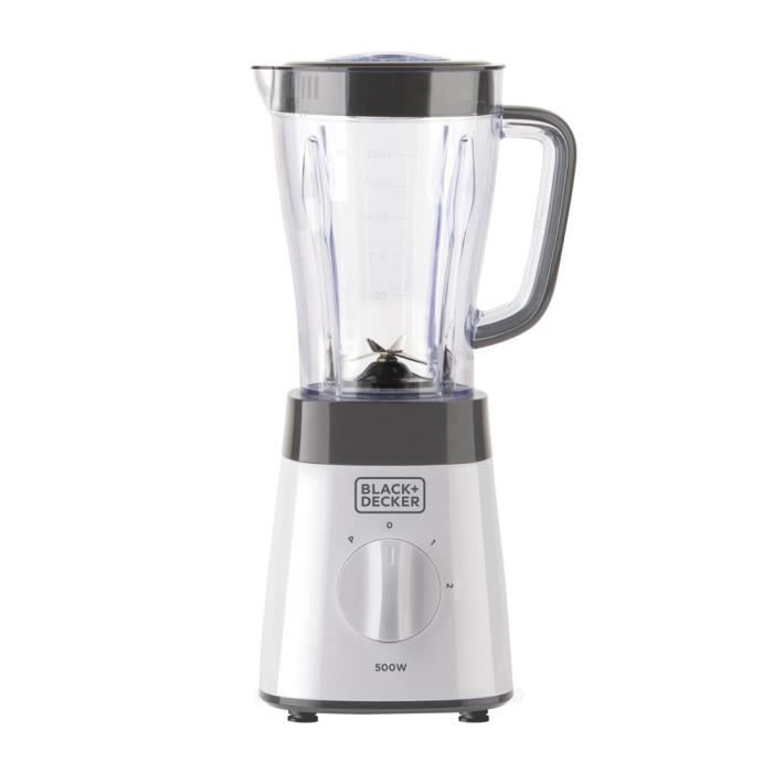 Black+Decker-BXJB500E – Blender Classique 500W - Bol en plastique 1,5L - 2 vitesses + fonction pulse - Blanc-Grisse