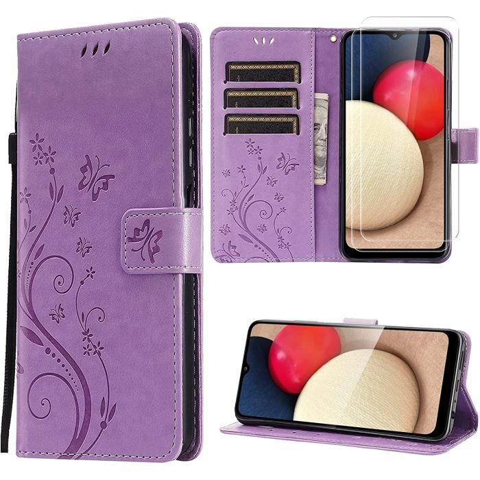 Coque Samsung Galaxy A13 5G,étui Portefeuille en Cuir PU avec 2 Protections d'écran en Verre trempé[emplacements CartViola
