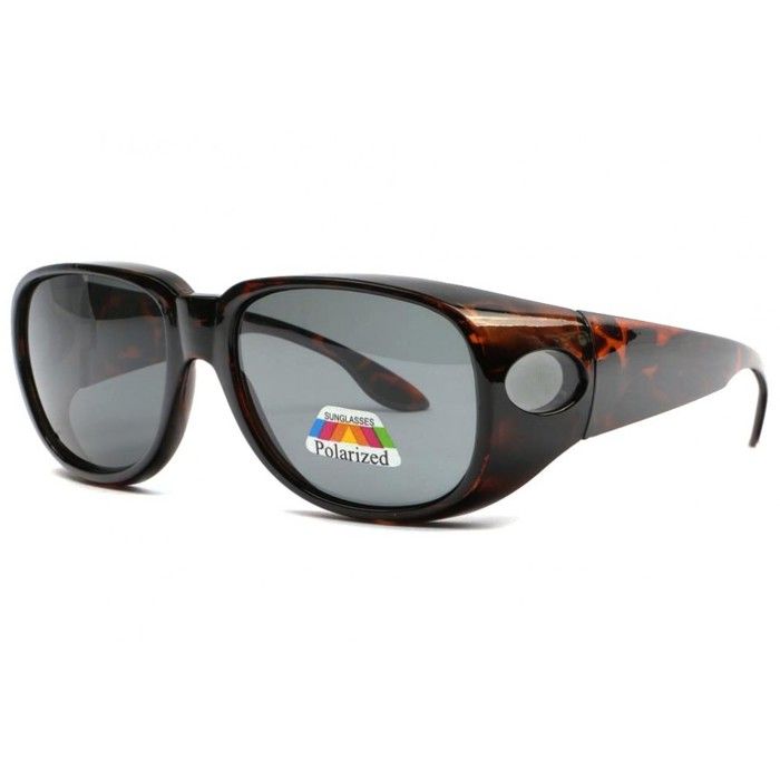 Surlunettes de soleil polarisantes Marron écailles Confort et Vintage Fysha - Taille unique - Marron