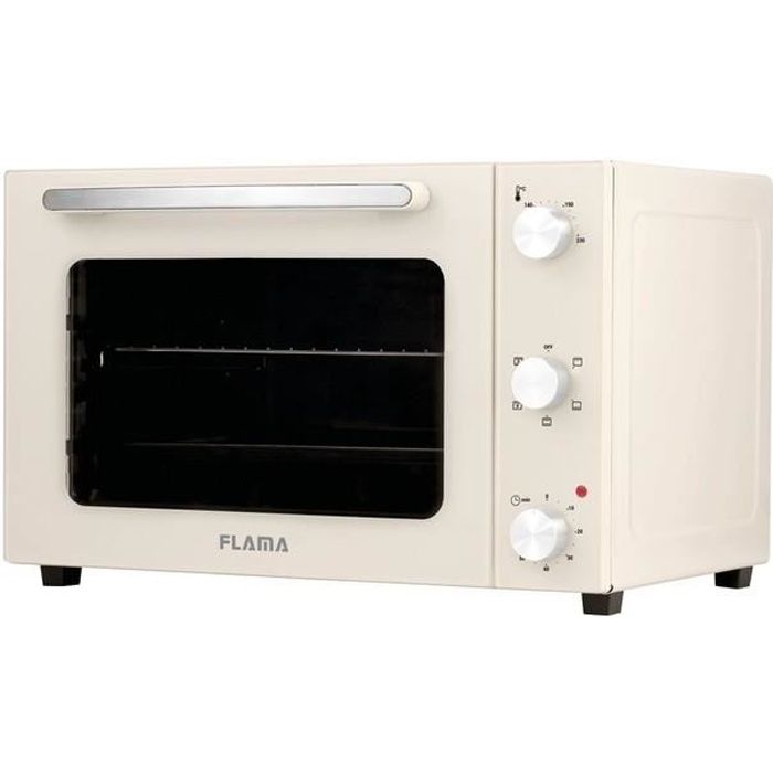 Mini-four Flama crème, 1500W, 35L, 6 fonctions et une fonction gril-convection, minuterie de 60 minutes