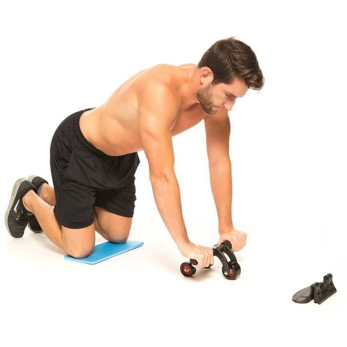 3 Roue Abdominale avec tapis de mousse, AB Roller aux genouillère abdominale Formateurs pour Exercices, Body Fitness Musculation