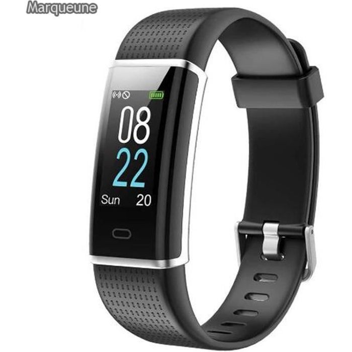 Montre Connectée Smartwatch Marqueune Etanche IP68 Cardiofréquencemètre pour Android iOS Smartphone Femme Homme Noir
