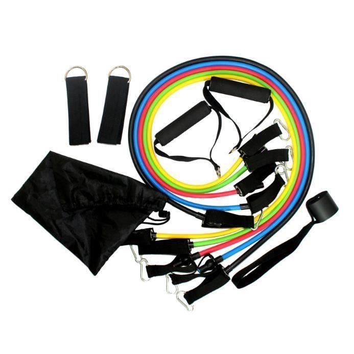MERKMAK Set bande elastique fitness musculation kit sangle Elastiband exercice11 sport de resistance traction large cheville pied