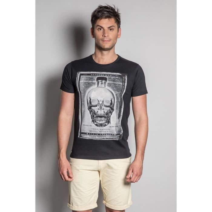 DEELUXE T-shirt photo tête de mort CRYSTAL Black