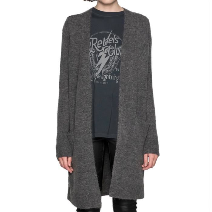 Gilet Long Gris Femme Pieces Chapa
