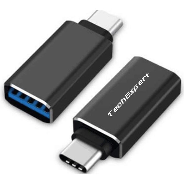 Adaptateur OTG Data usb 3.1 type C male vers usb 3.0 femelle pour smartphones et tablettes usb C noir TechExpert