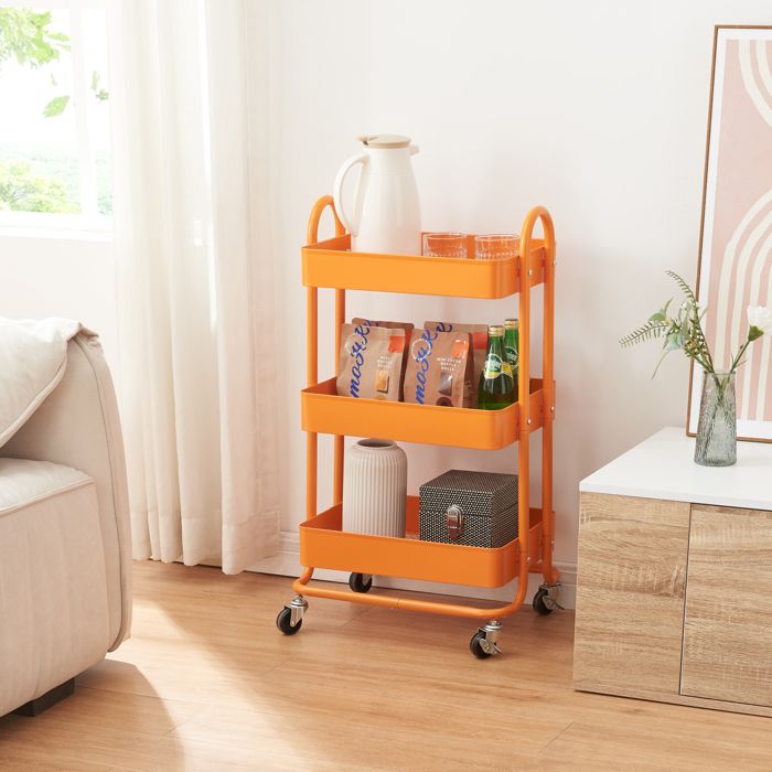 Chariot de service Pyhäntä à 3 paniers acier 79 x 46 x 35 cm orange