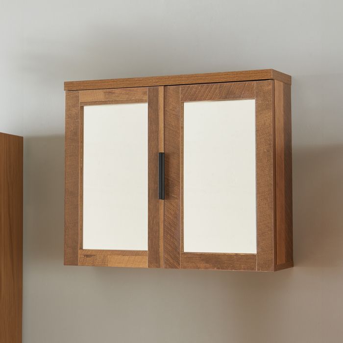 Armoire murale de salle de bain Namsskogan avec miroir 50 x 60 x 15 cm effet noyer noir
