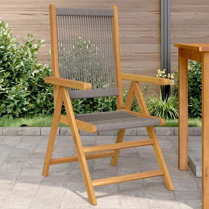 vidaXL Chaises de jardin lot de 2 gris bois dacacia et polypropylène siège de jardin assise extérieure chaise pliable 367655
