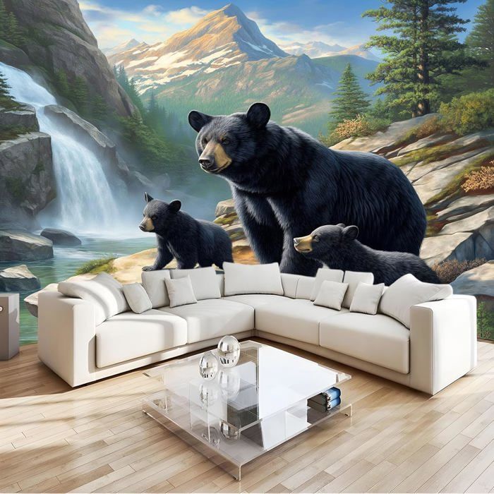 Papier Peint 3D Effet Pierres Noires Q3982 – Rouleau Mural Panoramique