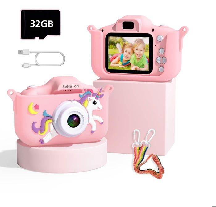 Appareil Photo Enfants, Mini Caméra Enfant Rechargeable Caméscope Cadeau Jouet Filles Garçons de