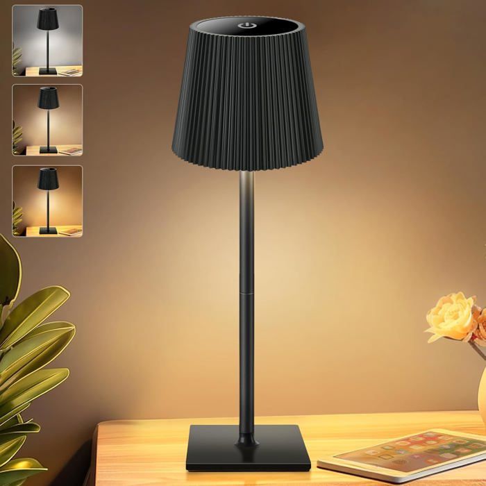 Lampe de Table LED Sans fil USB Rechargeable Lampe de Bureau avec Batterie 5000mAh Dimmable Tactile avec 3 températures