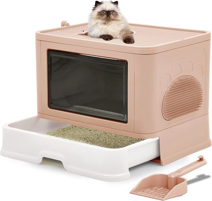 YITAHOME Maison pour Chat - Niche Chat Interieur - 58 * 35 * 63cm - Gris - Lit Chat - Cabane Chat - Arbre à Chat