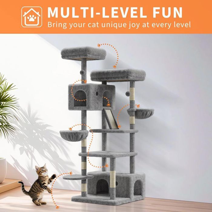 Comparer les prix de Arbre à Chat Pour Chats dIntérieur Arbre à Chat Avec Griffoir Tour De Jeux Pour Chats-56.6X56.6X168.6CM